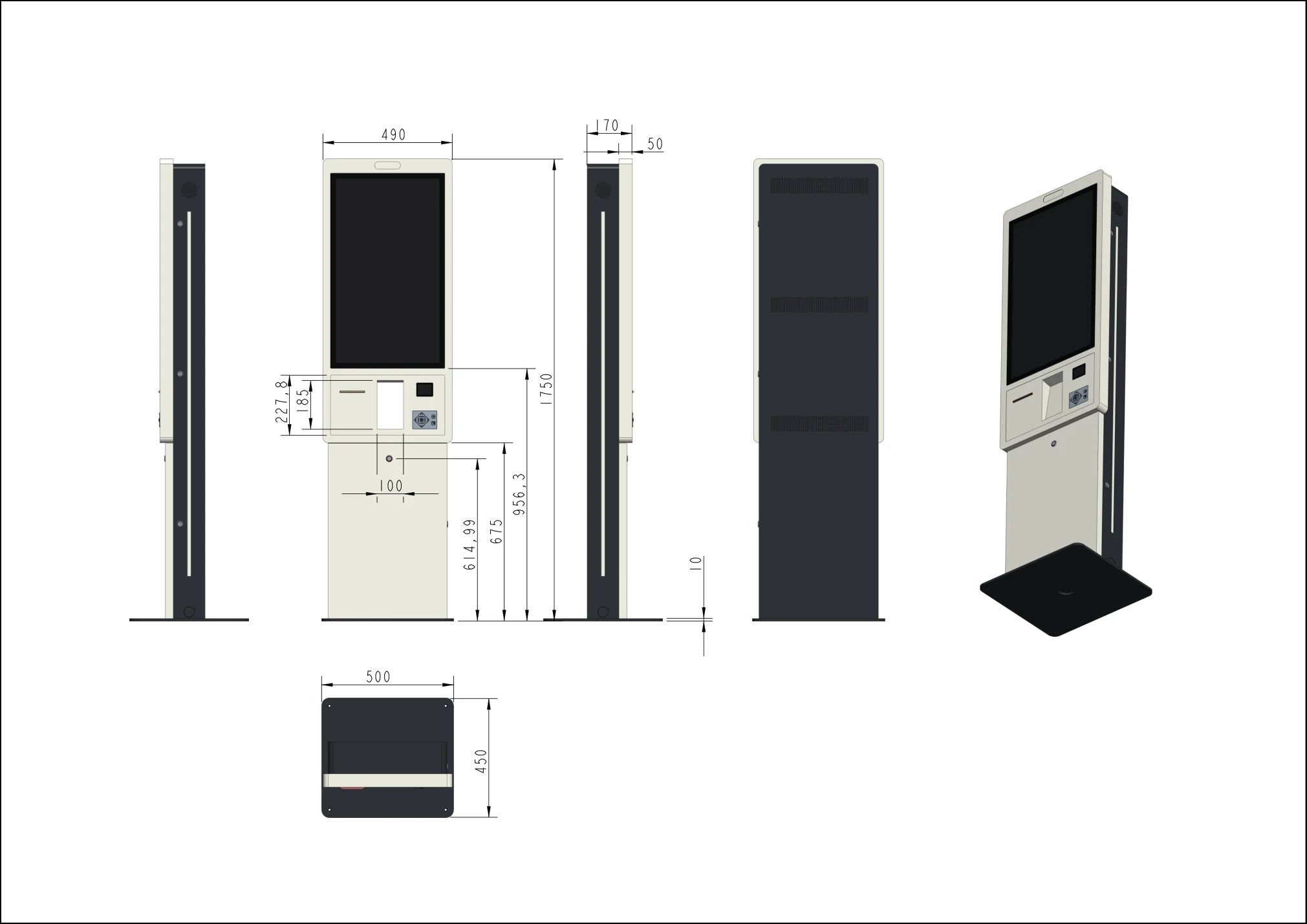 Kiosk actual thin drawing with dimensions